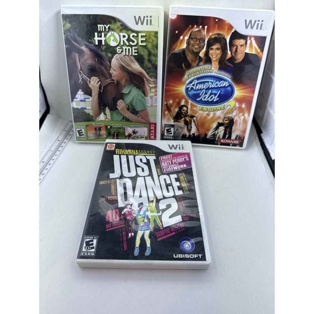 Lot 3 Nintendo Wii Games American Idol Encore Just Dance 2 My Horse And Me